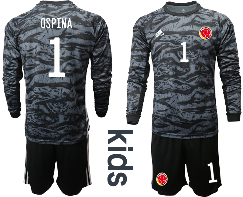 Cheap Youth 2020-2021 Season National team Colombia goalkeeper Long sleeve black 1 Soccer Jersey2